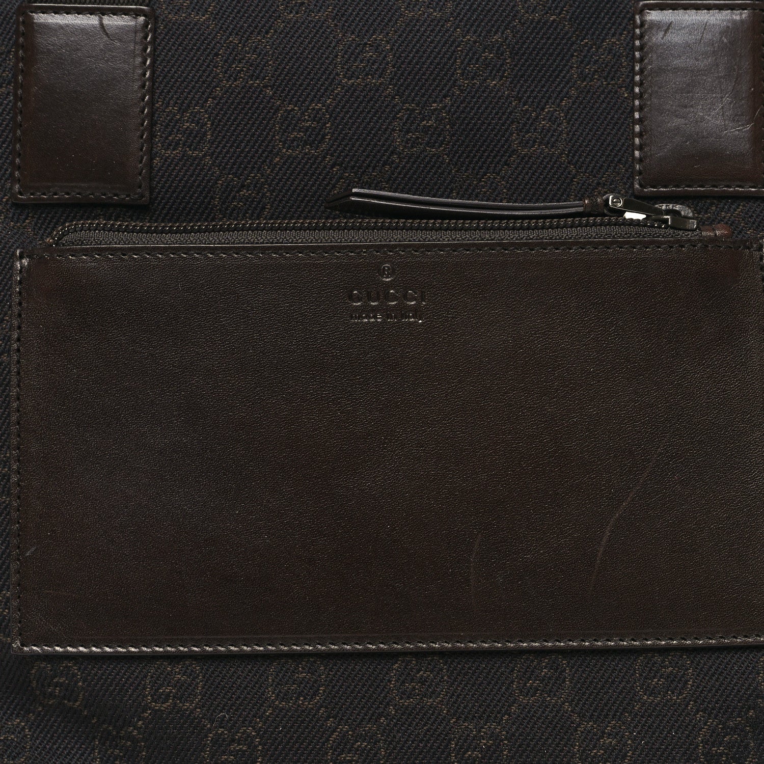 Gucci Denim Monogram Tote Bag Dark Brown 8 of 11