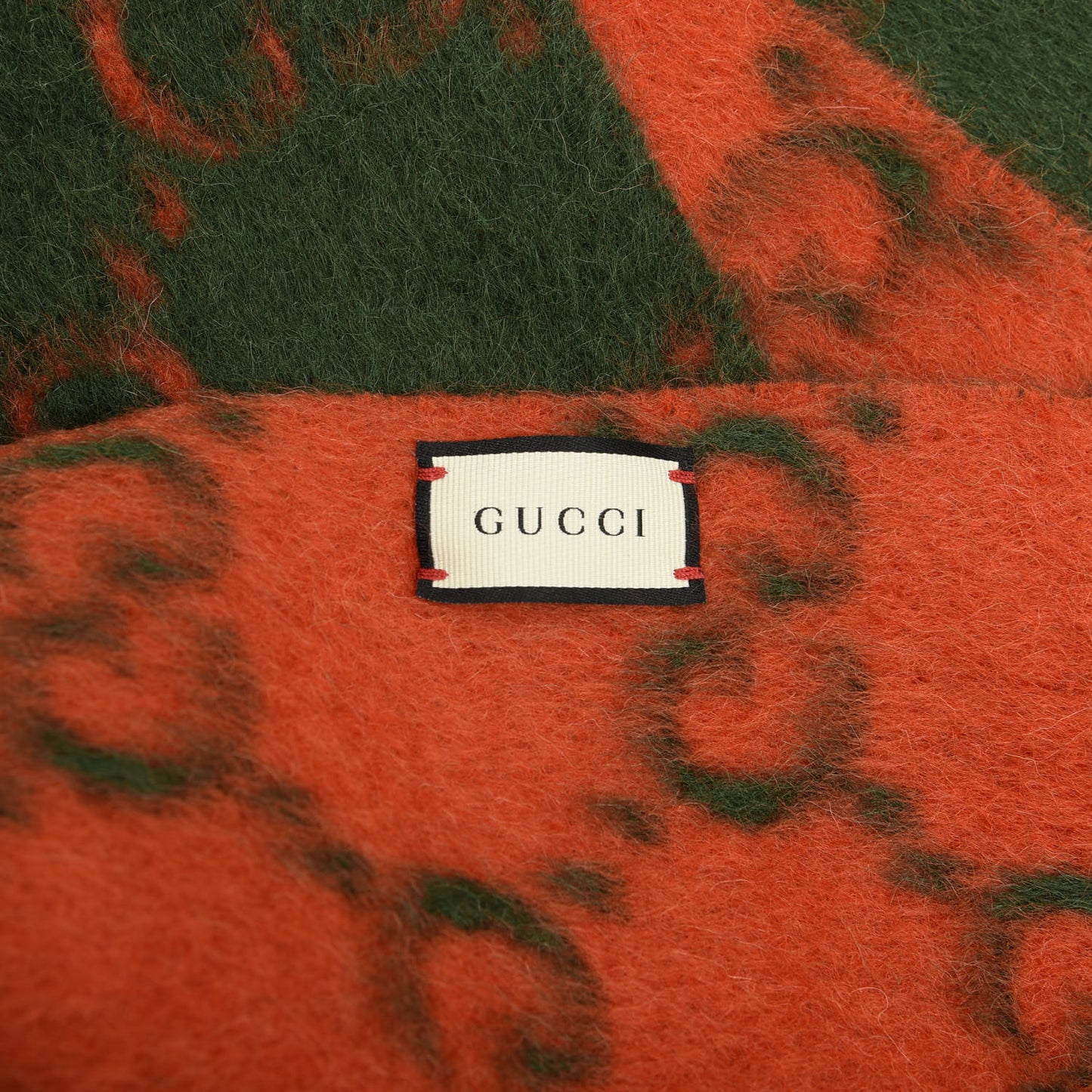 Wool Alpaca GG Monogram Big GG Rock Scarf Green Red