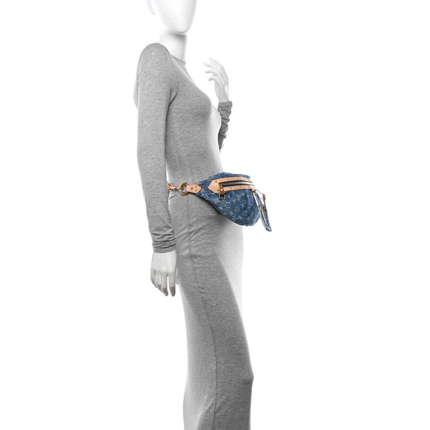 Monogram Denim High Rise Bumbag Blue