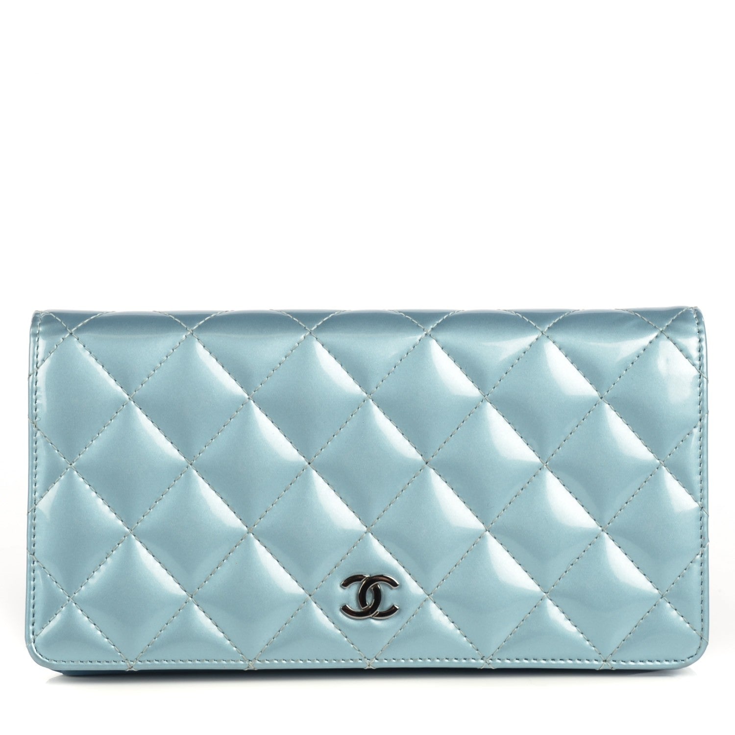 Chanel Patent Calfskin Quilted Yen Wallet Blue 1 of 7