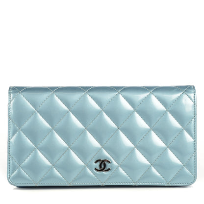 Chanel Patent Calfskin Quilted Yen Wallet Blue 1 of 7