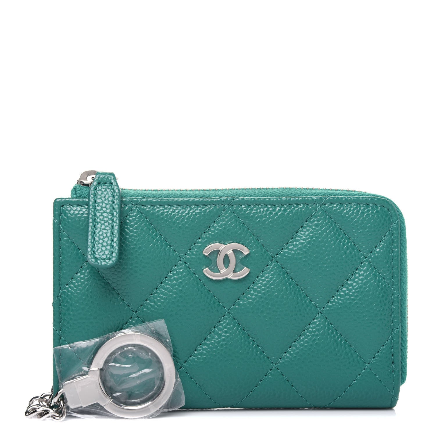 Chanel Caviar Quilted Zipped Key Holder Case Green 2 of 15