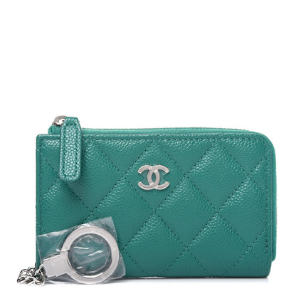 Chanel Caviar Quilted Zipped Key Holder Case Green 2 of 15