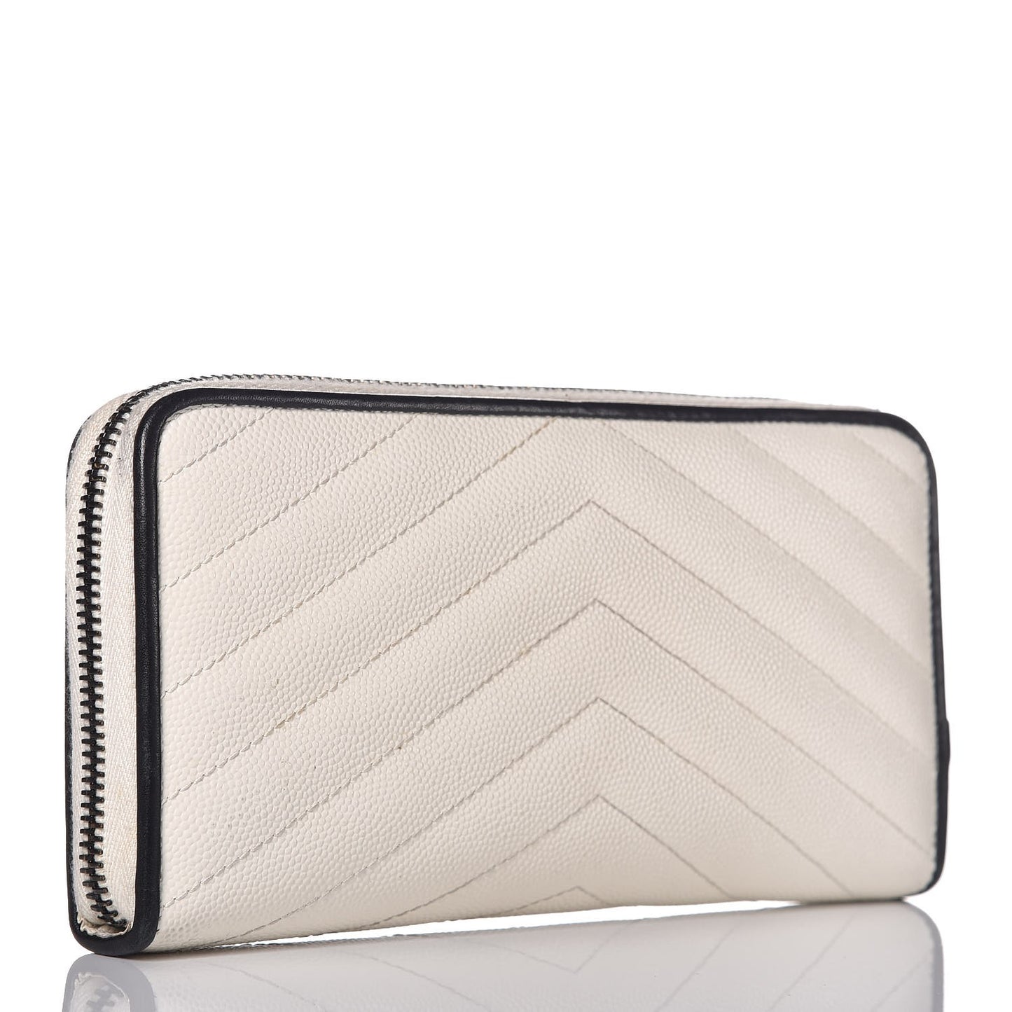 Grain De Poudre Matelasse Chevron Monogram Zip Around Wallet Porcellana Black