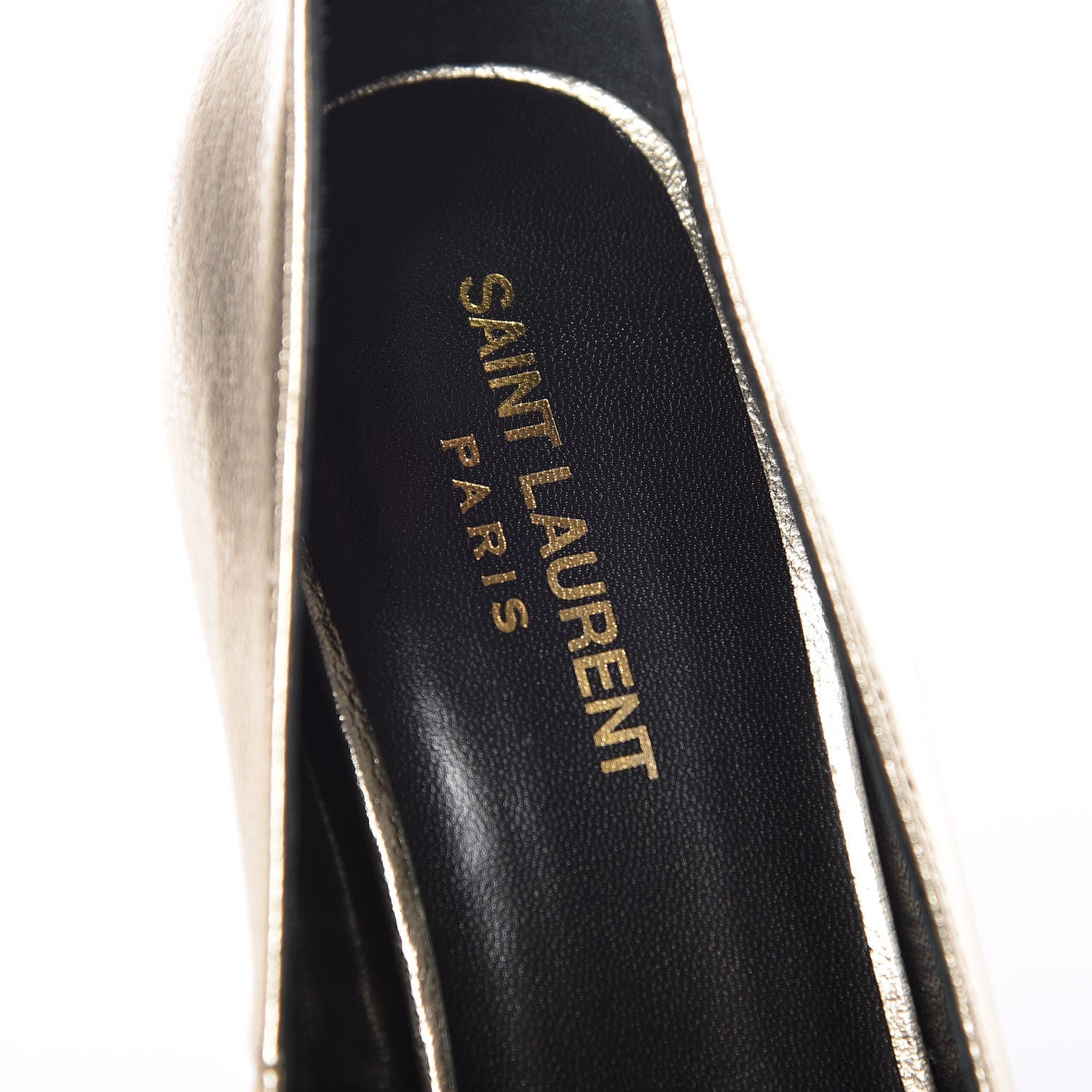 Saint Laurent Metallic Calfskin Babies Ankle Strap Pumps 40 Platino 9 of 11