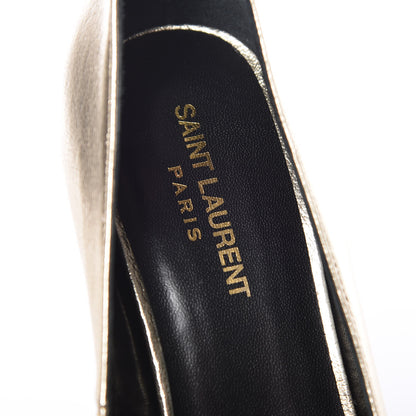 Saint Laurent Metallic Calfskin Babies Ankle Strap Pumps 40 Platino 9 of 11