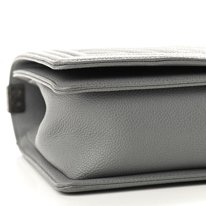 Chanel Caviar Chevron Quilted New Medium Boy Flap Grey 9 of 10