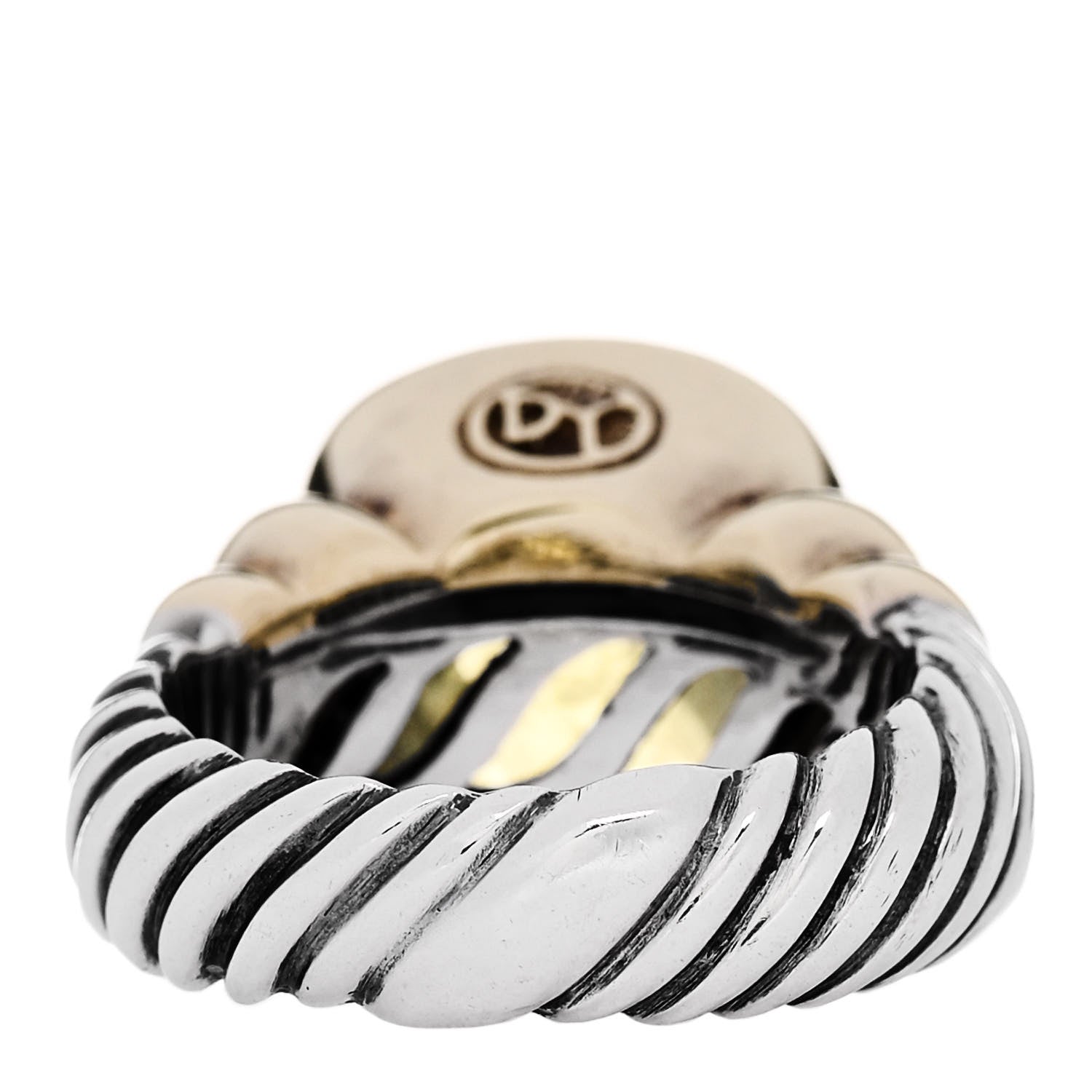 David Yurman Sterling Silver 14K Yellow Gold Lemon Citrine Ring 54 6.75 4 of 5