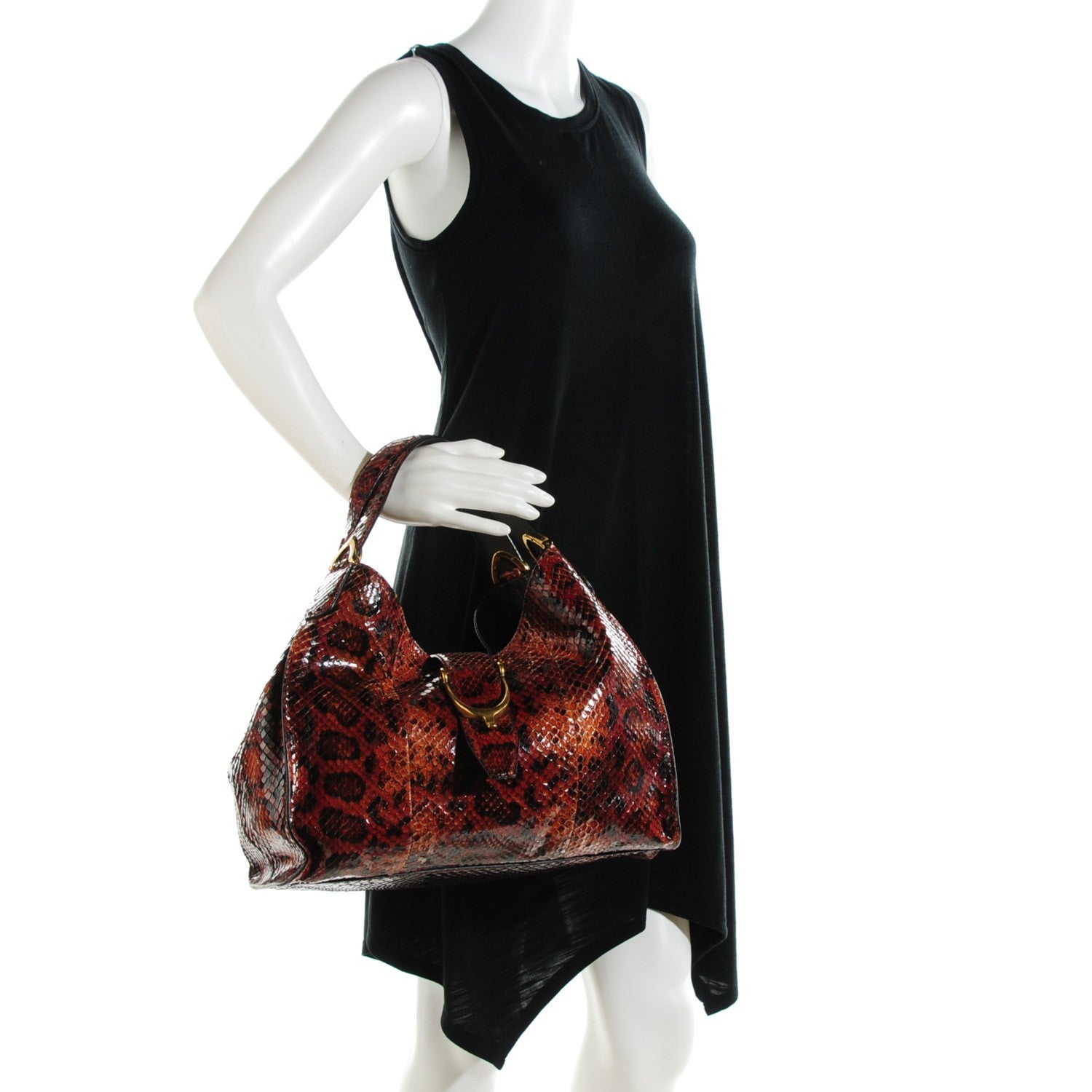 Gucci Python Large Soft Stirrup Shoulder Bag Red 2 of 7