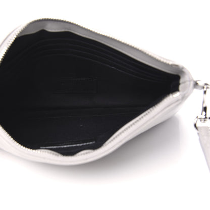 Saint Laurent Calfskin Matelasse Chevron Monogram A5 Wristlet Granite 5 of 7