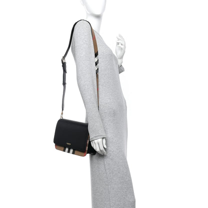 Burberry Derby Calfskin House Check Mackford Crossbody Bag Black 2 of 10