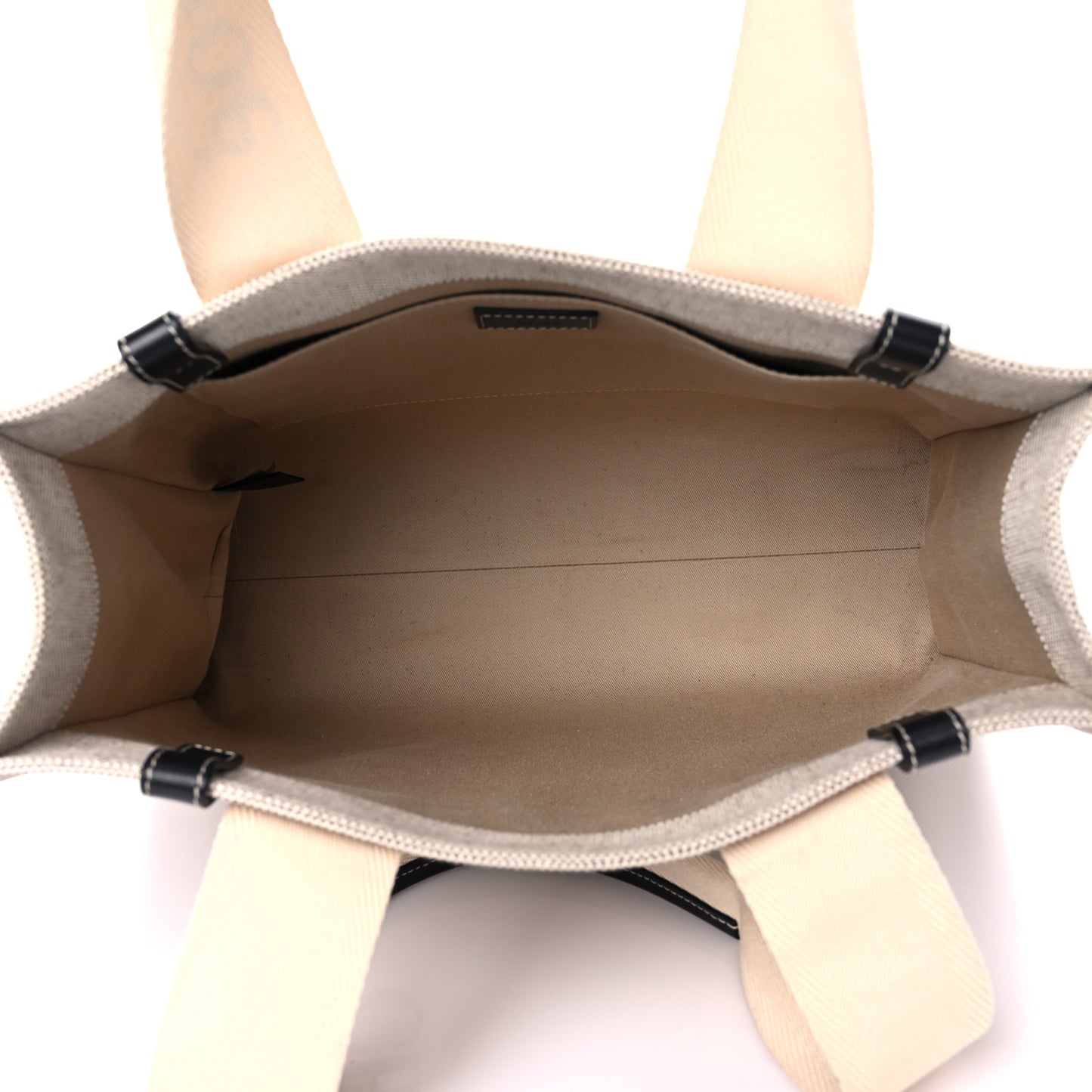 Cotton Calfskin Medium Woody Ribbon Tote White Black