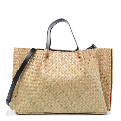 Valentino Garavani Raffia Medium Vlogo Escape Shopper Natural Black Rouge 1 of 11
