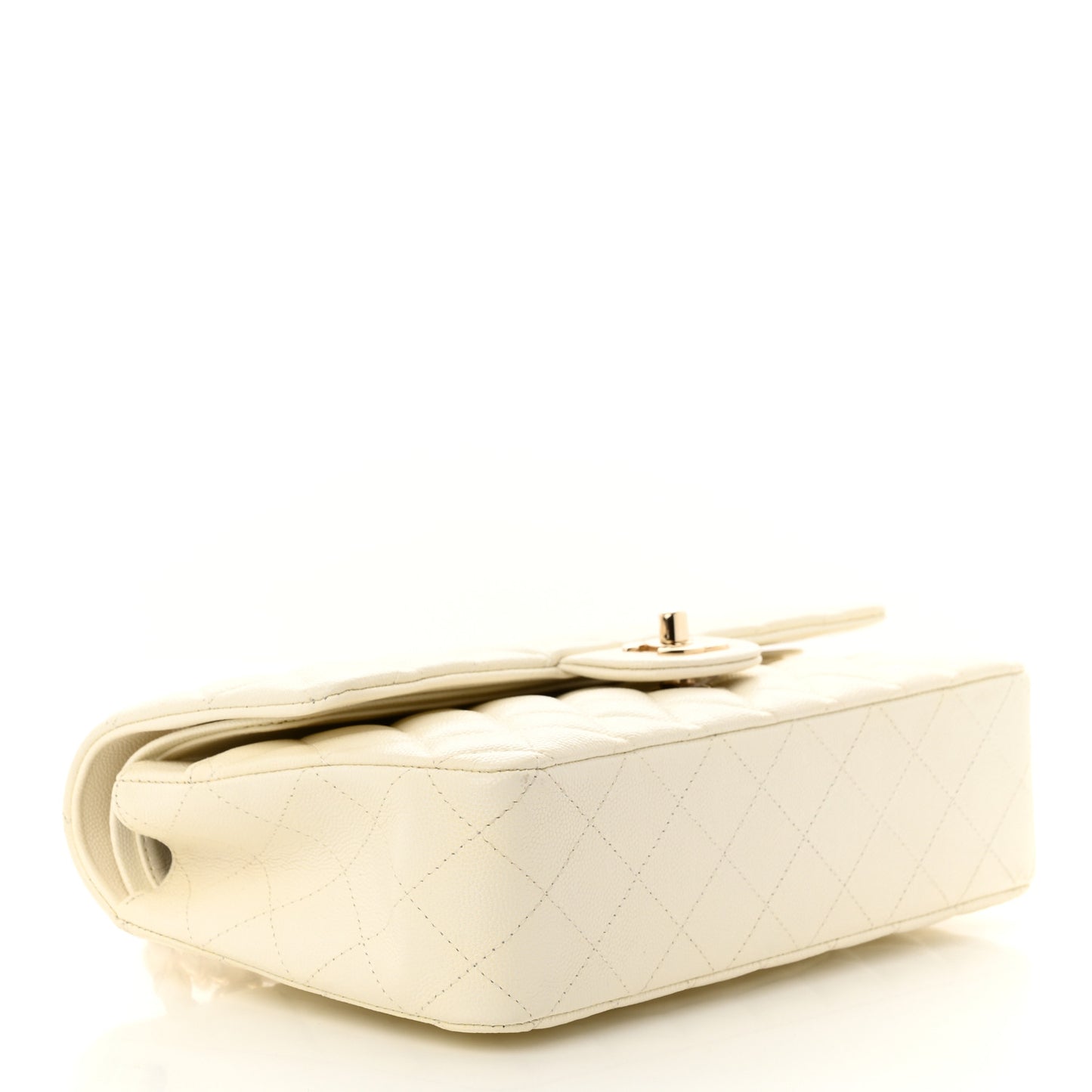 Caviar Quilted Medium Double Flap White