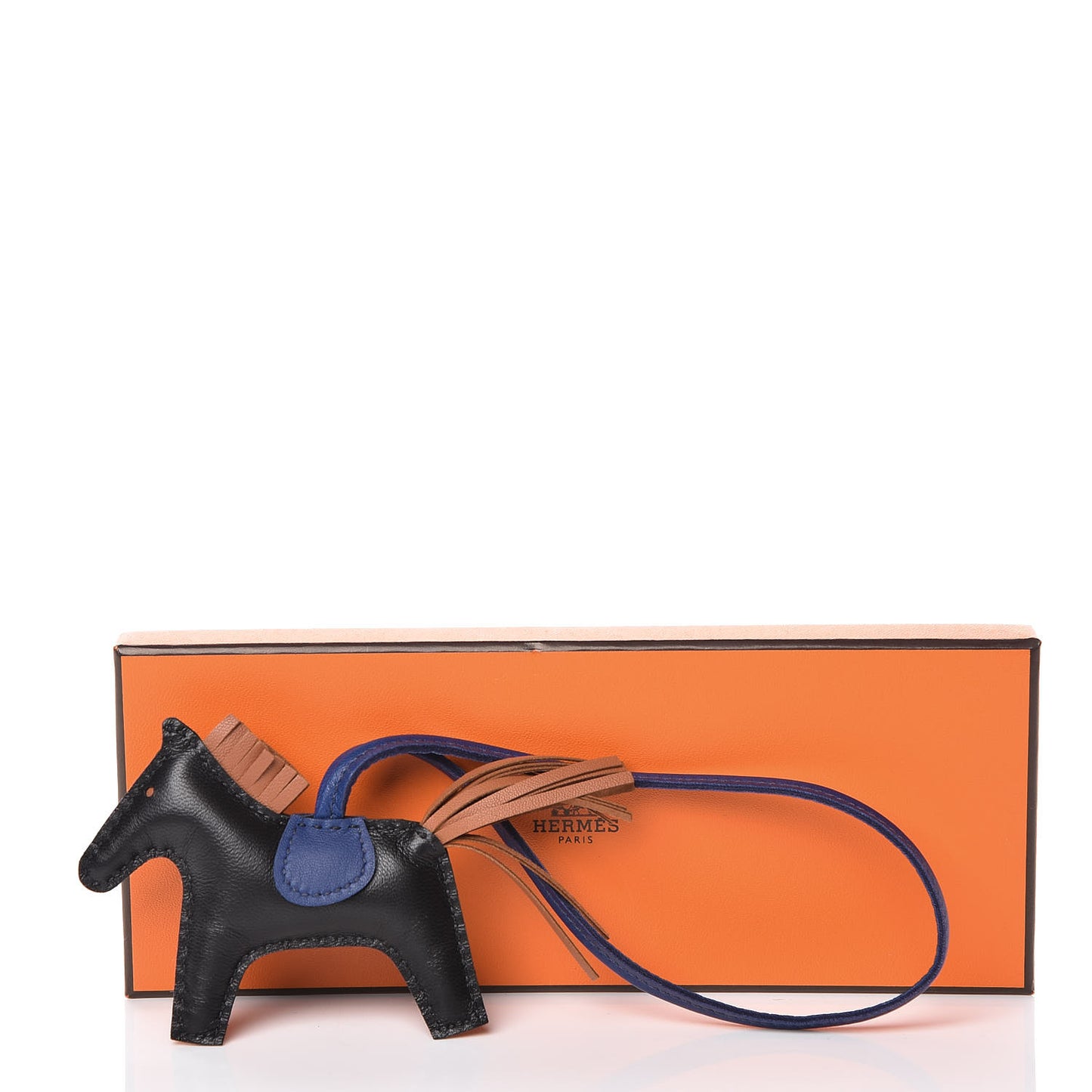 Milo Lambskin Grigri Rodeo Horse Bag Charm PM Black Bleu Saphir Gold