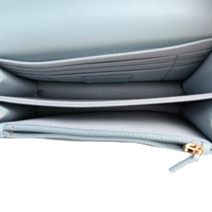 Chanel Lambskin Enamel Quilted Pending CC Clutch With Chain Light Blue 5 of 12