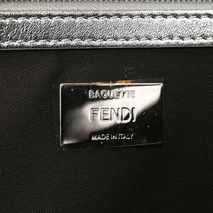 Fendi Vitello Catalan Mirror FF 1974 Embossed Large Baguette Argento 5 of 9