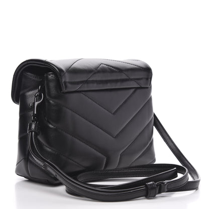Saint Laurent Calfskin Y Quilted Monogram Toy Loulou Crossbody Bag Black 3 of 10