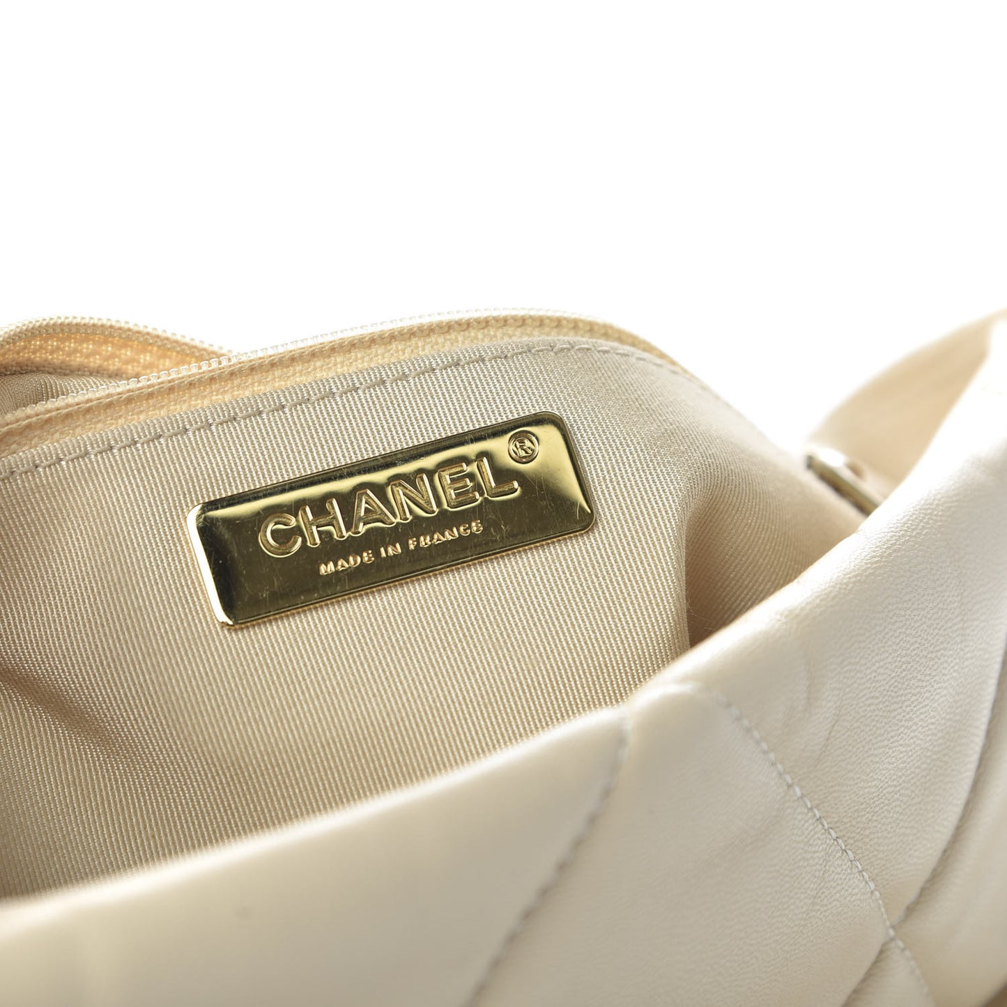 Goatskin Quilted Large 19 Flap Beige
