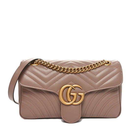 Calfskin Matelasse Small GG Marmont Shoulder Bag Porcelain Rose