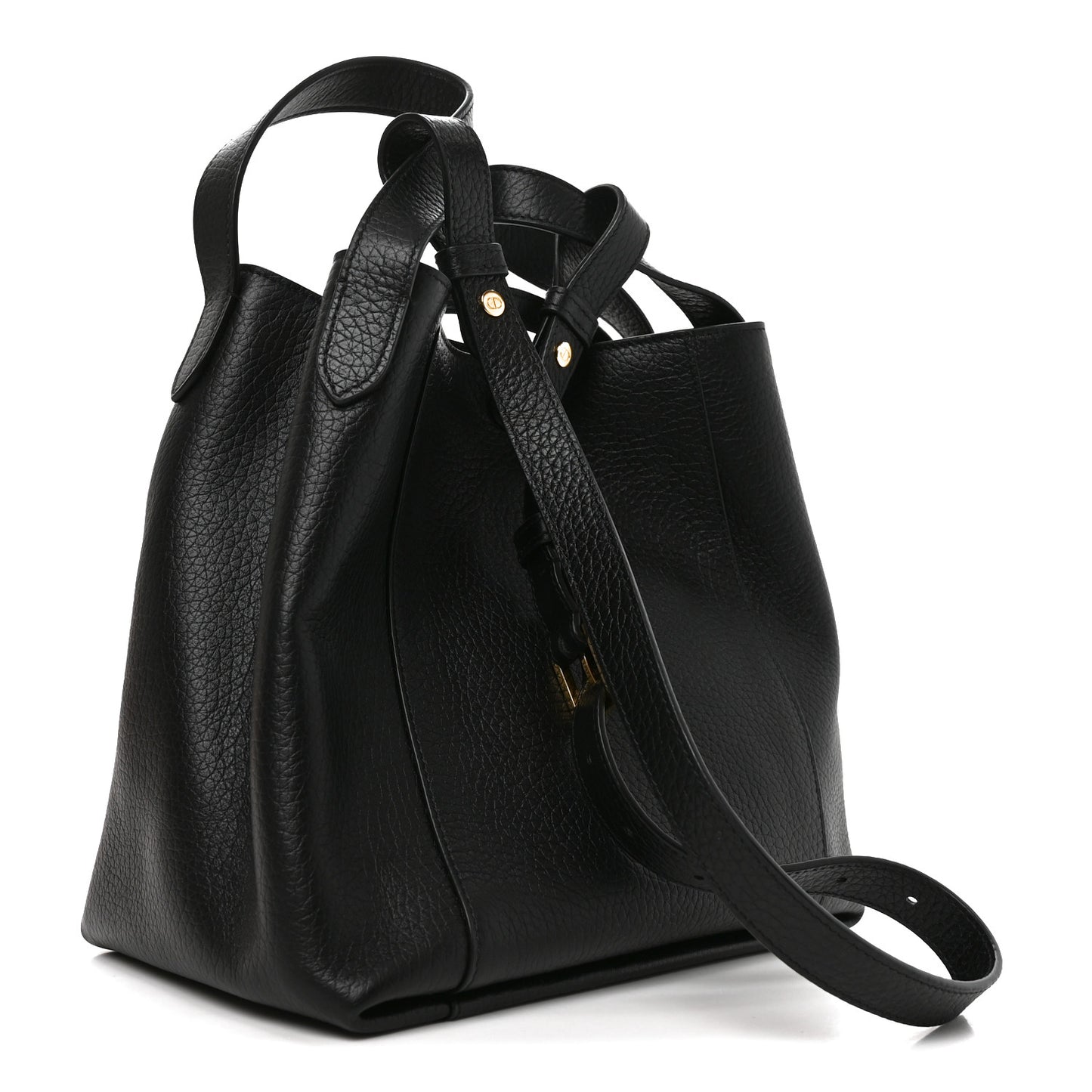 Calfskin Medium Signature Bucket Bag Black