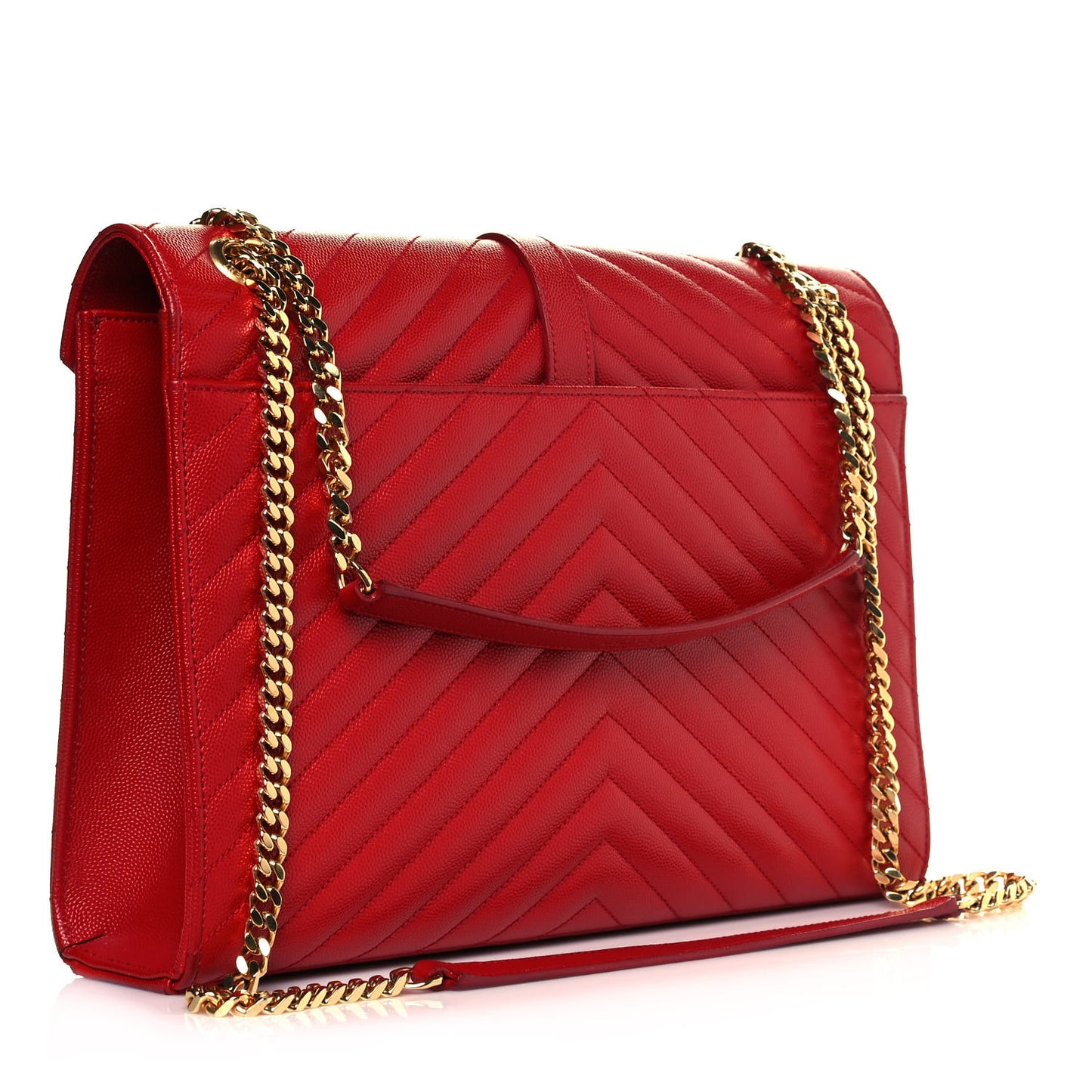 Grain De Poudre Matelasse Chevron Large Monogram Satchel Lipstick Red