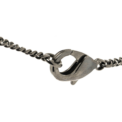 Chanel Metal Crystal Ruthenium Dog Tag Charm Necklace Silver 4 of 5