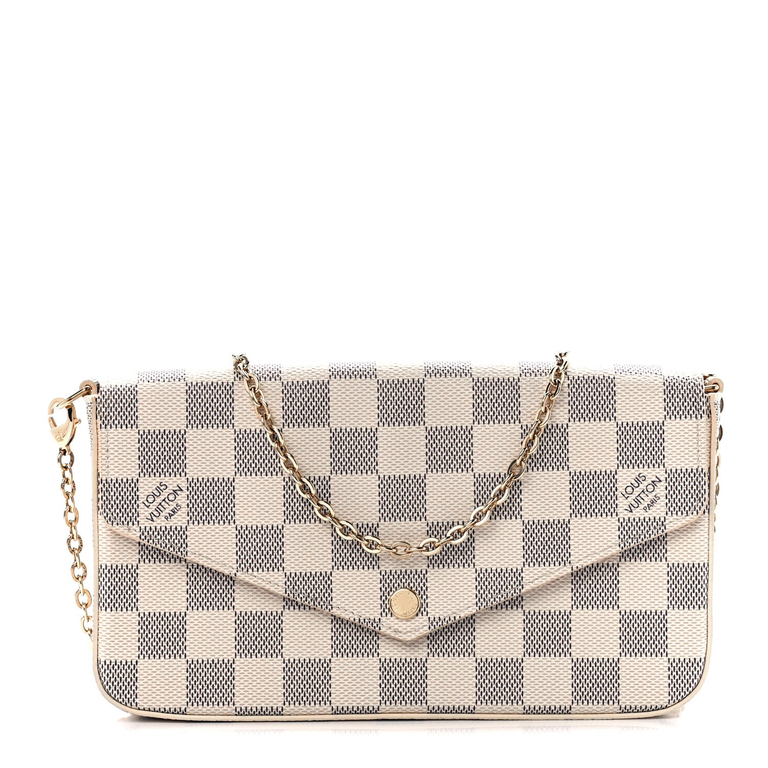 Louis Vuitton Damier Azur Pochette Felicie Chain Wallet Rose Ballerine 3 of 14