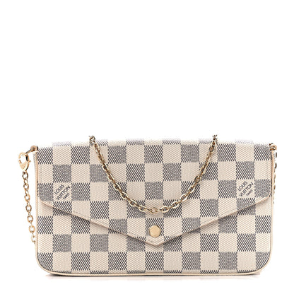 Louis Vuitton Damier Azur Pochette Felicie Chain Wallet Rose Ballerine 3 of 14