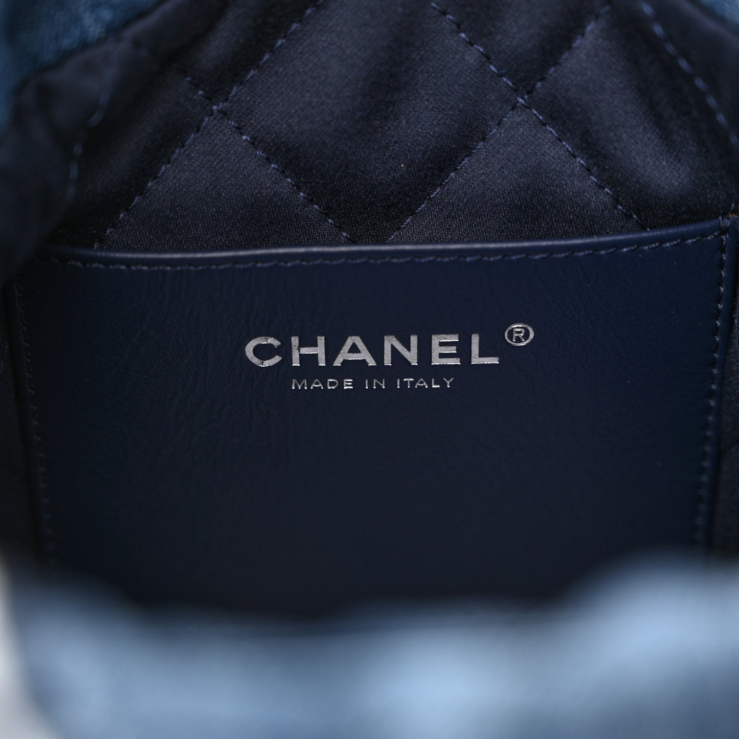 Denim Stitched Quilted Mini Chanel 22 Blue