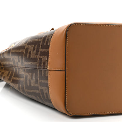 Fendi Glazed Fabric Vitello Grace F is Fendi FF 1974 Stamp Patch Grande Mon Tresor Bucket Bag Mogano Panna Nocciola 9 of 10