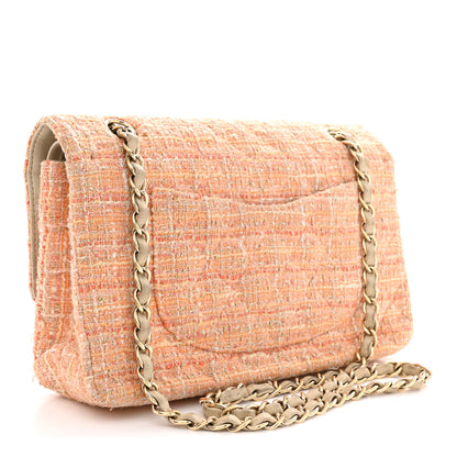 Chanel Tweed Quilted Medium Double Flap Orange Beige Multicolor 3 of 12