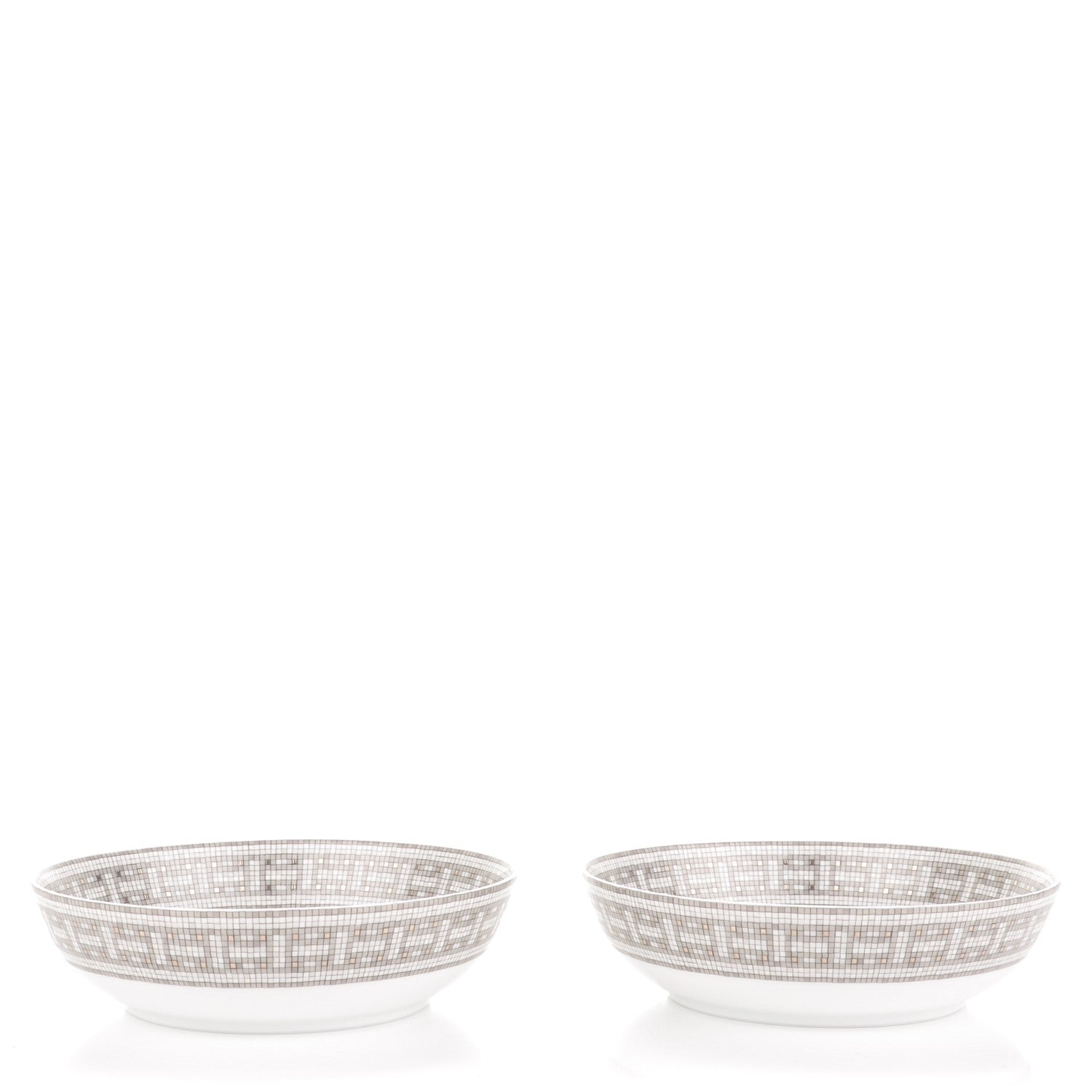 Hermes Porcelain Mosaique Au 24 Platine Cereal Bowl Set of 2 1 of 6