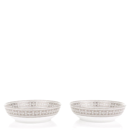 Hermes Porcelain Mosaique Au 24 Platine Cereal Bowl Set of 2 1 of 6