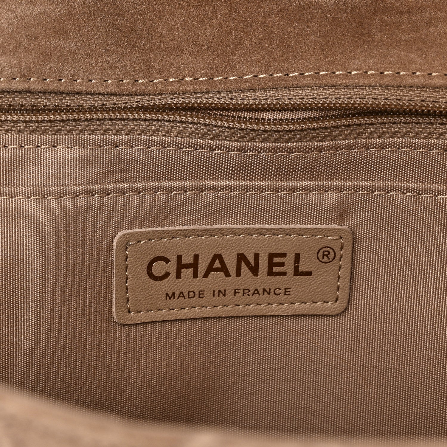Chanel Suede Quilted Stitched Chain Medium Flap Beige 6 of 11