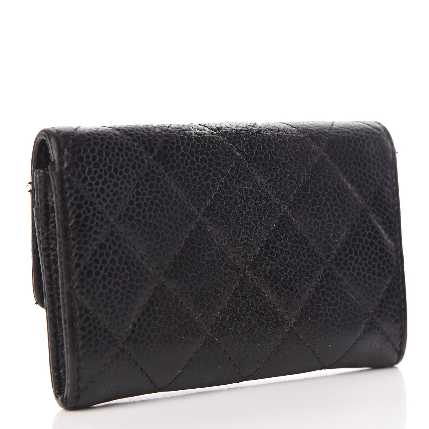 Caviar Quilted Flap Card Holder Black