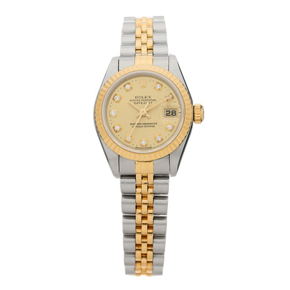 Rolex Stainless Steel 18K Yellow Gold Diamond 26mm Oyster Perpetual Datejust Watch Champagne 79173 1 of 4