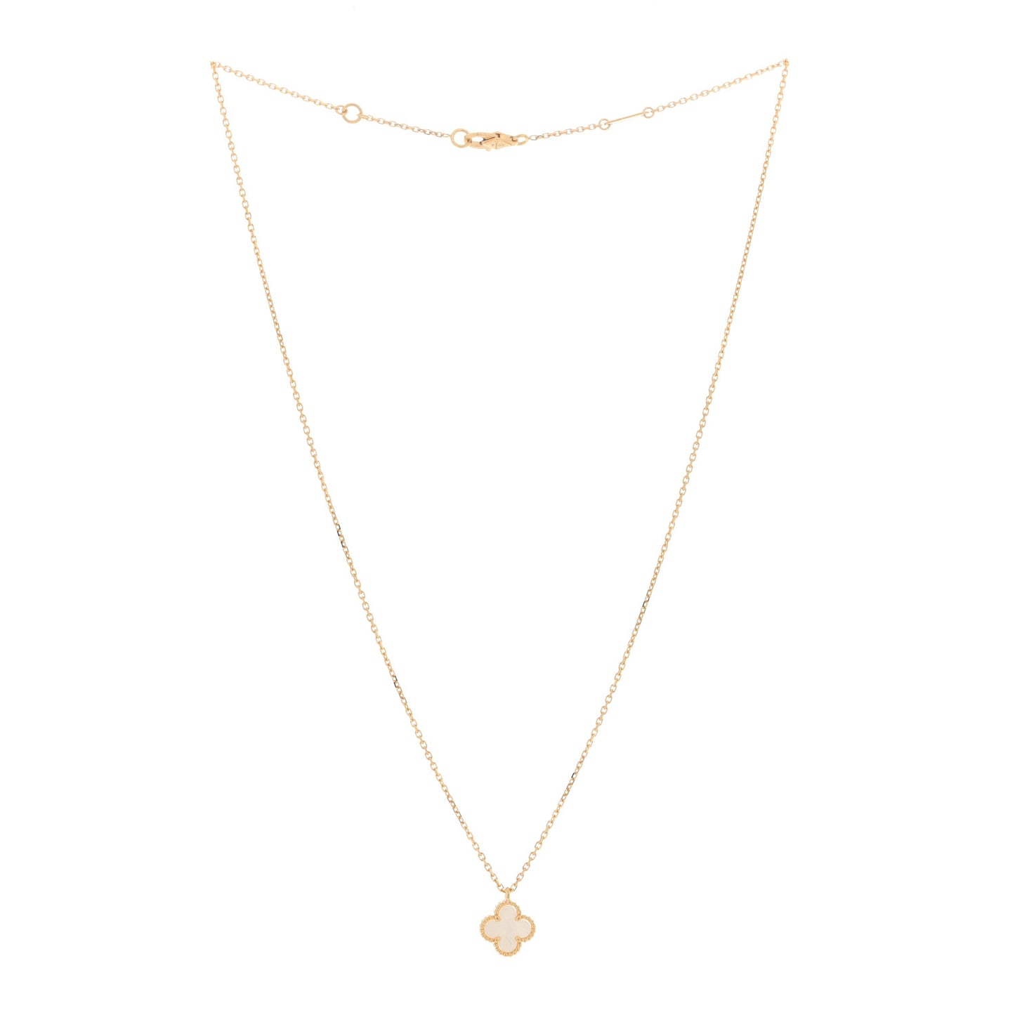 18K Yellow Gold Mother of Pearl Sweet Alhambra Pendant Necklace