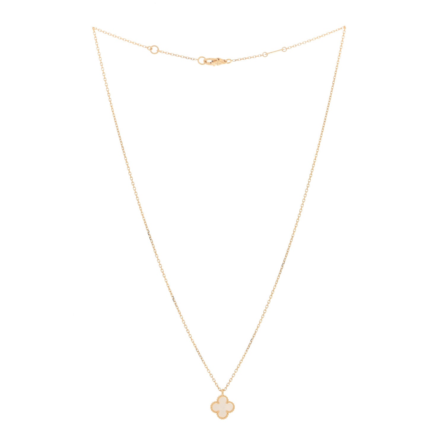 Van Cleef & Arpels 18K Yellow Gold Mother of Pearl Sweet Alhambra Pendant Necklace 2 of 4