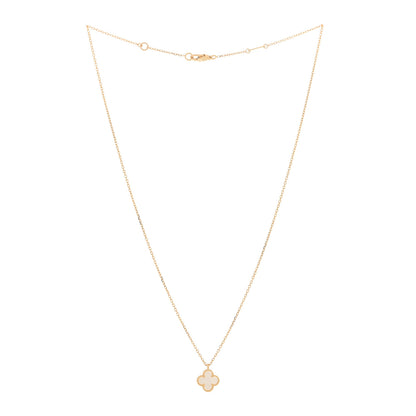 Van Cleef & Arpels 18K Yellow Gold Mother of Pearl Sweet Alhambra Pendant Necklace 2 of 4