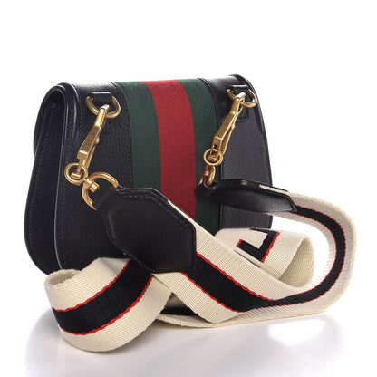 Gucci Calfskin Web Crystal Butterfly Stripe Small Totem Shoulder Bag Black 3 of 7