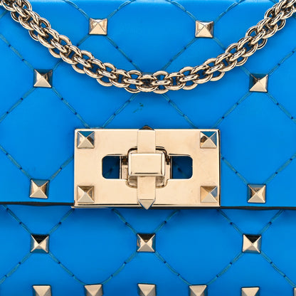 Valentino Garavani Calfskin Micro Rockstud Spike Shoulder Bag Blue Fluo 6 of 7