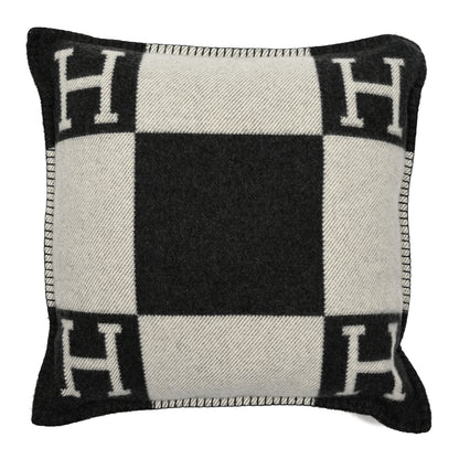 Hermes Wool Cashmere Avalon Pillow PM Ecru Gris Fonce 1 of 3