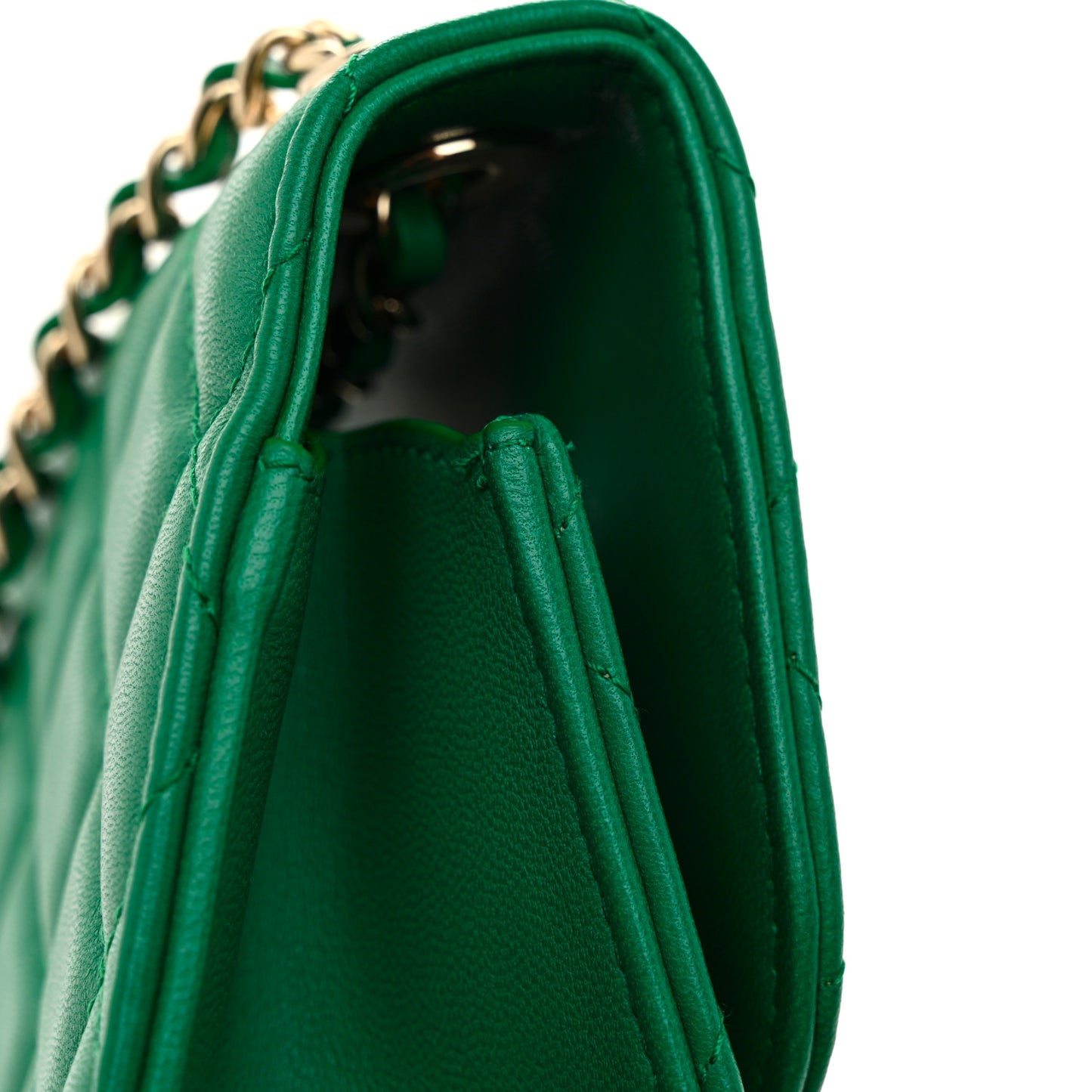 Lambskin Quilted Mini Trendy CC Chain Wallet Green