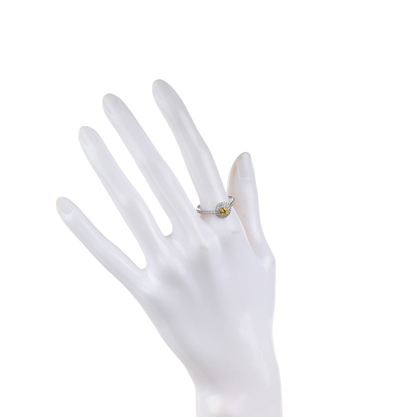 Platinum Fancy Vivid Yellow Diamond Soleste Engagement Ring 8.25