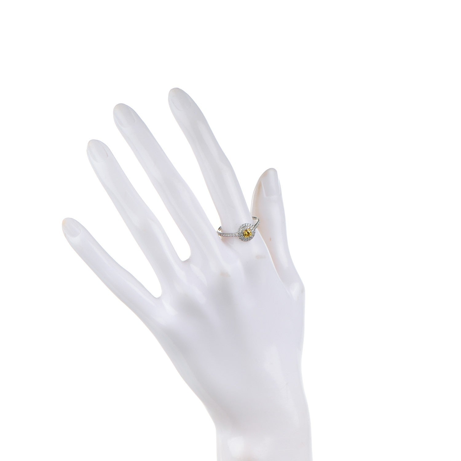 Tiffany Platinum Fancy Vivid Yellow Diamond Soleste Engagement Ring 8.25 2 of 5