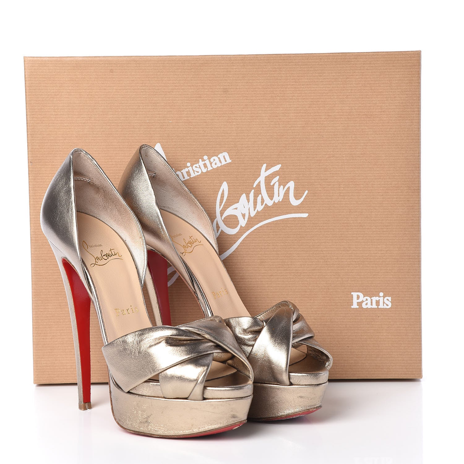 Christian Louboutin Metallic Nappa Silk Volpi 150 Platform Sandals 36.5 Alba 14 of 14