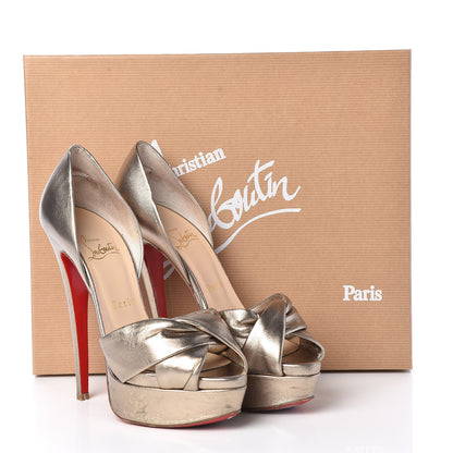 Christian Louboutin Metallic Nappa Silk Volpi 150 Platform Sandals 36.5 Alba 14 of 14