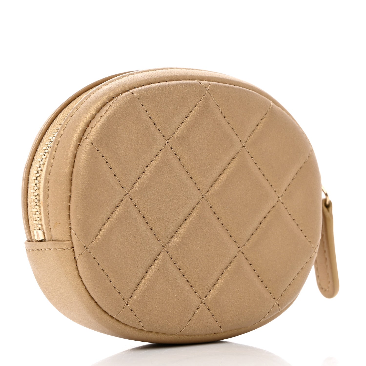 Chanel Metallic Lambskin Quilted Zip Around Classic Coin Purse Gold 3 of 9