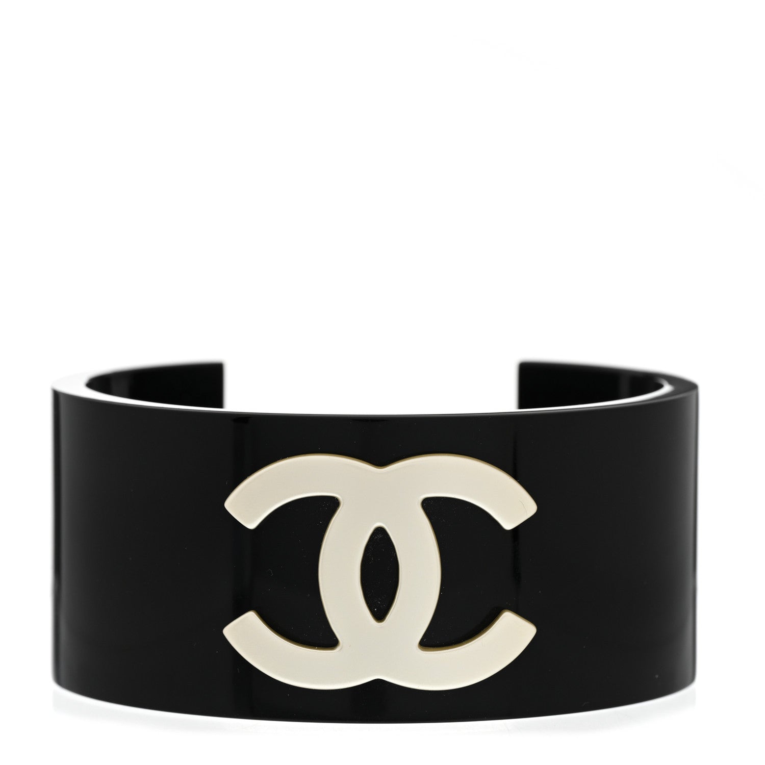 Chanel Resin CC Cuff Gold Black 1 of 5